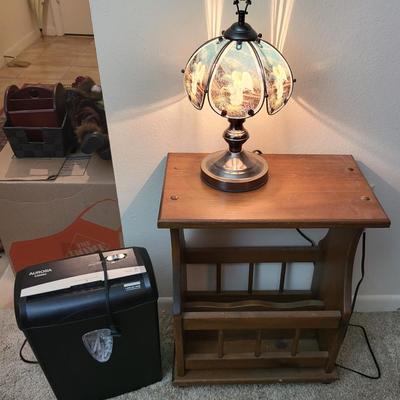 Magazine Rack with Touch Lamp and Shredder
