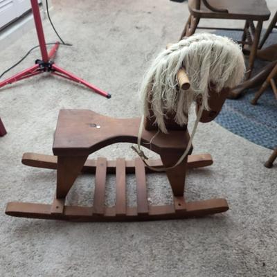 Flat Seat Oak Rocking Horse