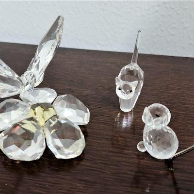 Lot #64  3 Piece Lot Swarovski Crystal - 2 cats, butterfly