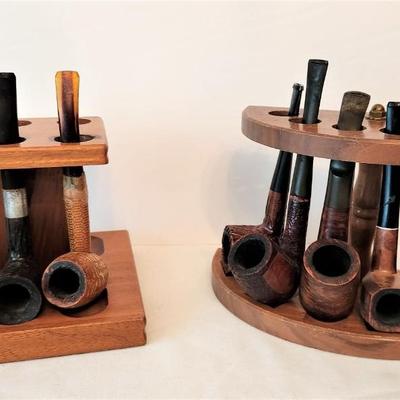 Lot #65  Lot of 9 Vintage Pipes with Stands
