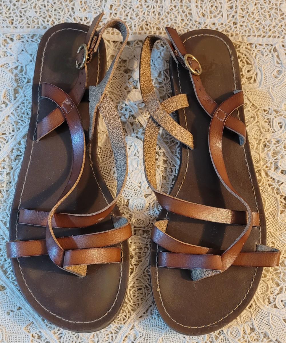 Ladies Brown Strappy Sandals 