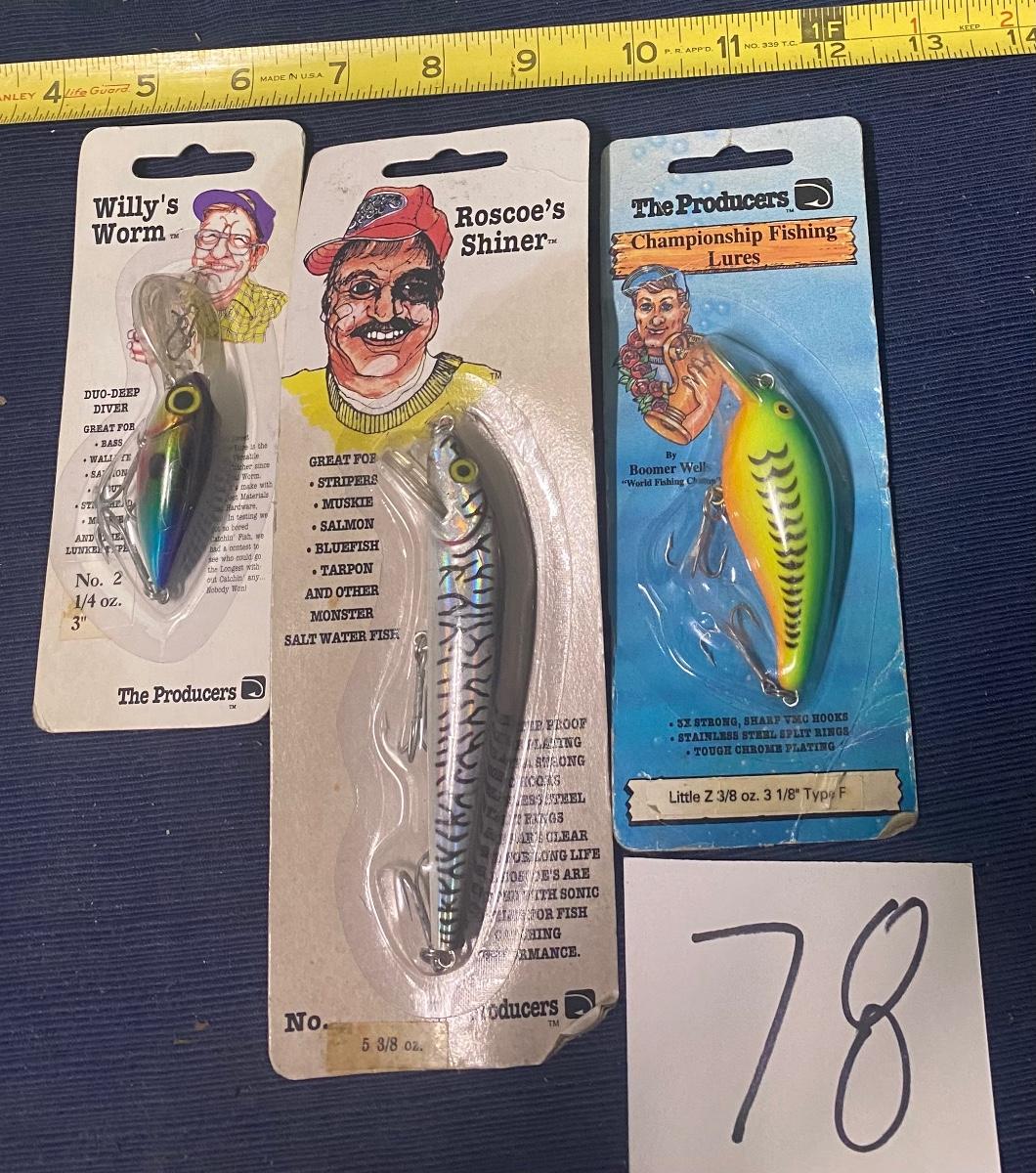 12 leurres de peche THE PRODUCERS Fighter Little Fishing Lures vintage