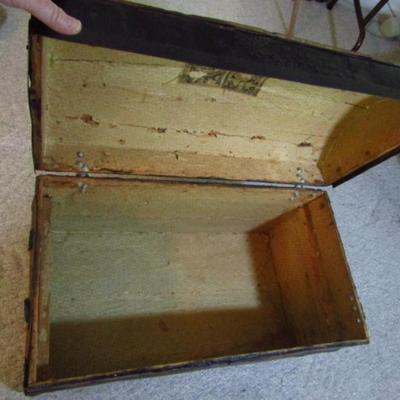 Antique Wood and Metal Dome Top Trunk