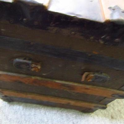 Antique Wood Trunk with Metal Accents