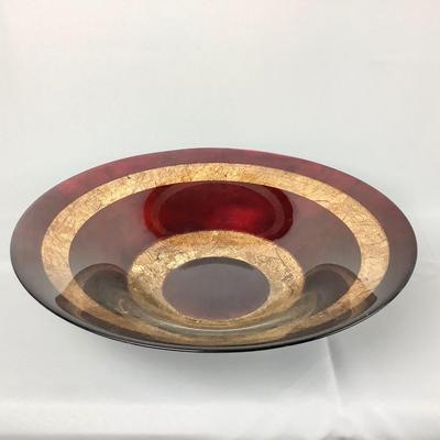 Lot 545  Large Italian Decorative Glass Bowl - Burgundy with Copper Tones