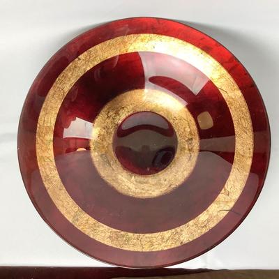 Lot 545  Large Italian Decorative Glass Bowl - Burgundy with Copper Tones