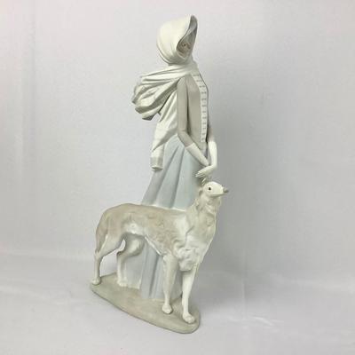 Lot 548 Signed LLADRO Porcelain Figure, Lady Walking a Greyhound