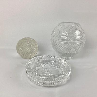 Lot 569. Waterford Ash Tray, Galway Crystal Vase, Crystal Paperweight