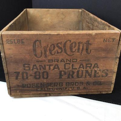 608 Quality Oyster Can & Vintage Prune Advertising Crate