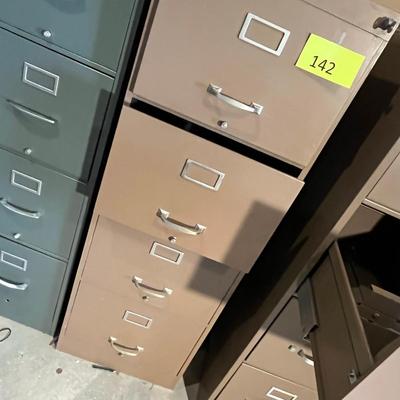 Vintage Tan 4 Drawer File Cabinet