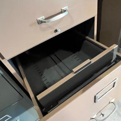 Vintage Tan 4 Drawer File Cabinet