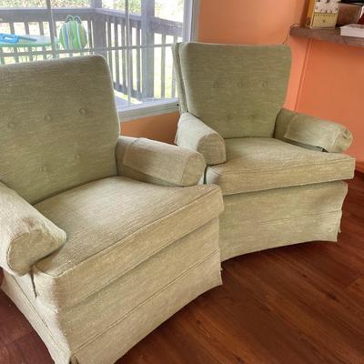 Vintage green swivel arm chairs- set of 2