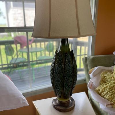 MCM green pottery lamp