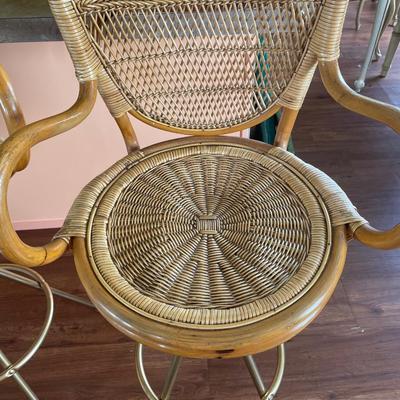 Vintage rattan swivel stools