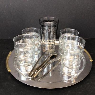 615 Bar Glass Lot with Tray