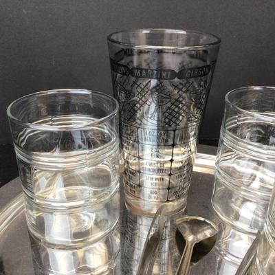 615 Bar Glass Lot with Tray