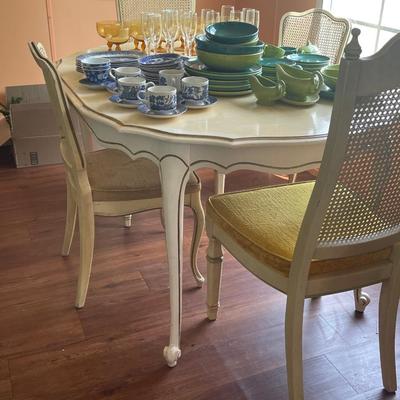 French provincial dining room table with chairs