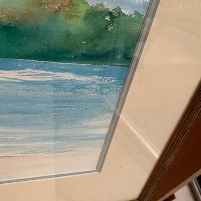 Grand Anse Beach Spencer Ellis Watercolor Matted/Framed