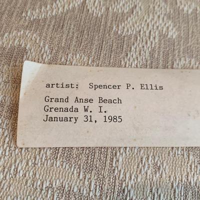 Grand Anse Beach Spencer Ellis Watercolor Matted/Framed