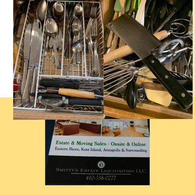 Flatware & Large Kitchen Utensils Lot