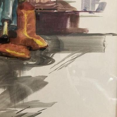 Large Asian Framed Watercolor By Artist F.Gardner
