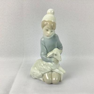 Lot 574 Vintage LLADRO, made in Spain Porcelain Figurine, Boy with Lamb