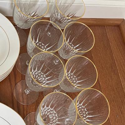 Classic Gold 8 Person 51 Piece Dinner Set Gold Trimmed White Porcelain