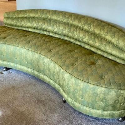 1960's Retro Green And Gold Couch