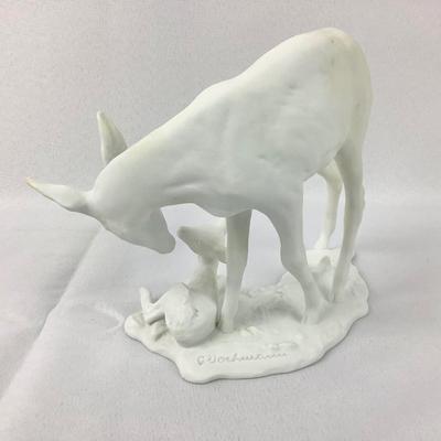 Lot 585 Signed by G. Bachman, Vintage Kaiser Porcelain Figurine, Doe/Fawn
