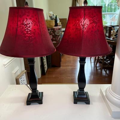 2 Red and Black Table Lamps Set