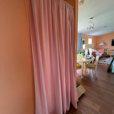 Pink velvet curtain