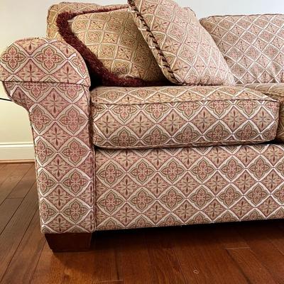 La-Z-Boy L Shaped Sectional Couch Maroon Tan Cream