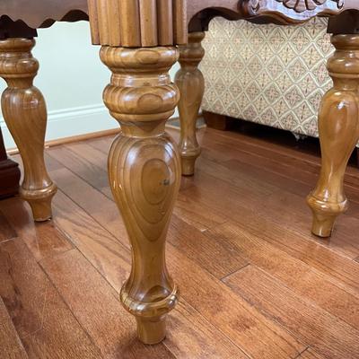 Pair Wooden Glass Top Side Tables