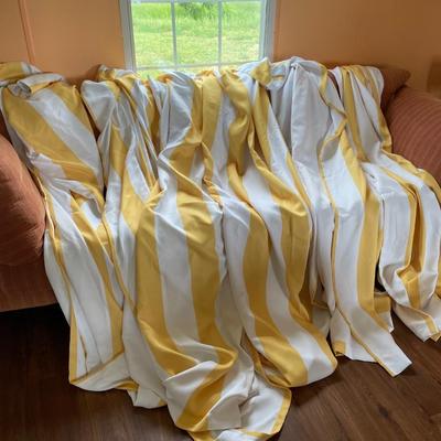 6 panels yellow and white blackout curtains 84â€