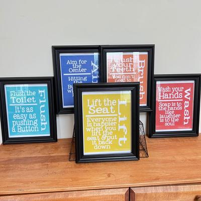 5 Framed Washroom Art Prints