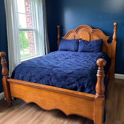 Solid Wood Queen Bed Frame with Pillow Top Mattress