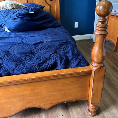 Solid Wood Queen Bed Frame with Pillow Top Mattress