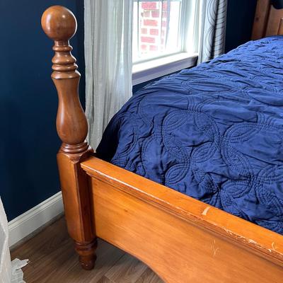 Solid Wood Queen Bed Frame with Pillow Top Mattress