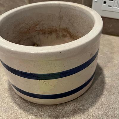 Blue Ringed Crock Bowl