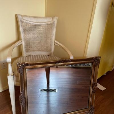 French Provincial chair and mirror
