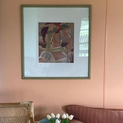 Vintage painting bamboo frame