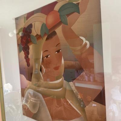 Vintage painting bamboo frame