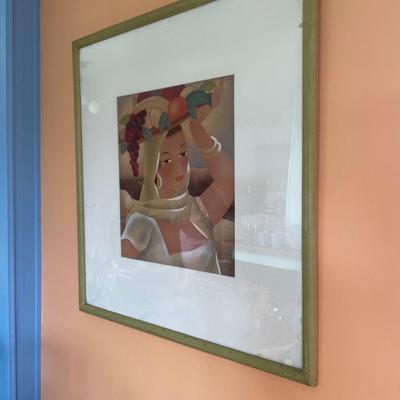 Vintage painting bamboo frame