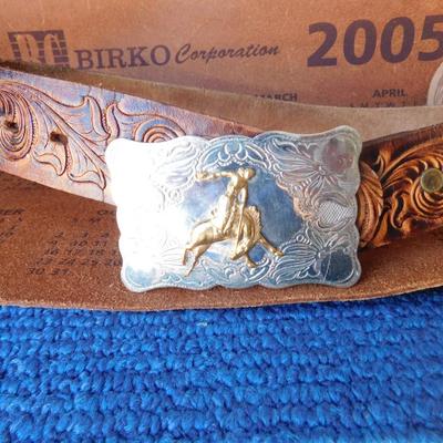 VINTAGE LITTLE BUCKAROO BELT AND BUCKLE, LEATHER HAMMER AND MORE LEATHER ITEMS