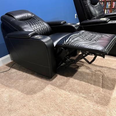 2 Showtime Black Home Theater Power Recliner Chairs