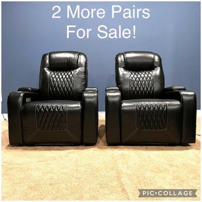 2 Showtime Black Home Theater Power Recliner Chairs