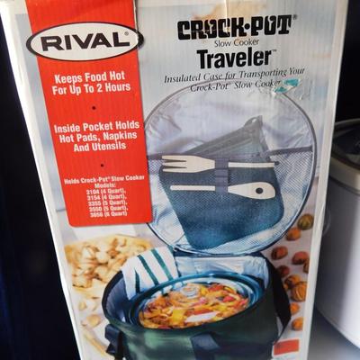 NEW RIVAL CROCKPOT AND TRAVEL CASE, SLOW COOKER REVOLUTION COOKBOOK AND NICE LITTLE PRIMO  TOASTER OVEN
