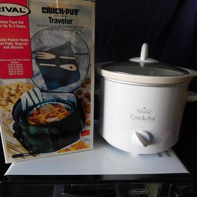 NEW RIVAL CROCKPOT AND TRAVEL CASE, SLOW COOKER REVOLUTION COOKBOOK AND NICE LITTLE PRIMO  TOASTER OVEN