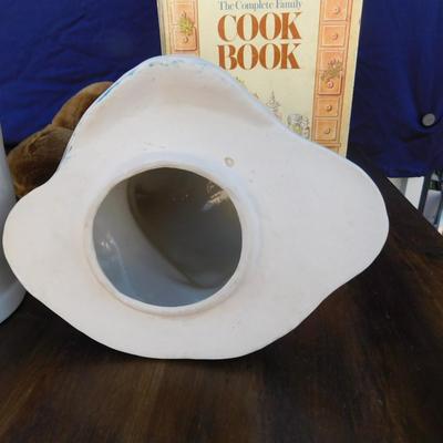 BLAST FROM THE PAST WITH ALL VINTAGE ITEMS, COOKIE JAR, LOG CABIN, HERSHEYS, TEDDY AND COOKBOOK