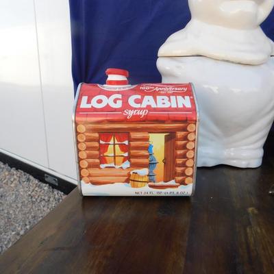 BLAST FROM THE PAST WITH ALL VINTAGE ITEMS, COOKIE JAR, LOG CABIN, HERSHEYS, TEDDY AND COOKBOOK